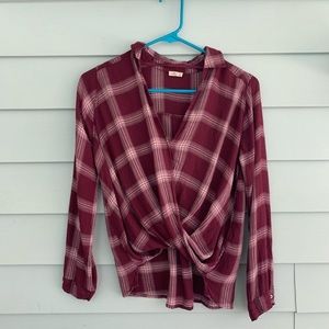 hollister flannel wrap crop top